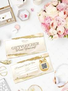 1pc Custom Luxury Gold & Beige Beauty Gift Voucher, Editable Double-Sided Salon Gift Certificate, Christmas Canva Template, Printable Beauty Voucher,Custom Photo,Text Message And QR Code Luxury Gift Voucher,Personalized Gifts,Customized Christmas Gifts,Christmas - Multicolor - View 6