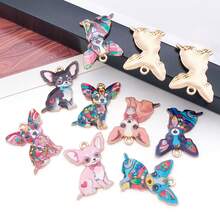 吉娃娃吊坠，5/10 件装热销合金珐琅狗吊坠，可用于 DIY 项链和手链。 - 均碼 - 查看 8