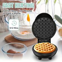 PANCERKA Mini Waffle Maker Machine, Nonstick Waffle Iron For Kids Pancakes, Waffles, Paninis, Breakfast, Lunch, Snack - EU E Type Plug(220-240V) - View 5