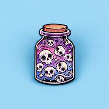 Magic Bottle Skeleton Lapel Pins For Backpack Badges Soft Enamel Pin Men Women Brooch For Clothes Jewelry Accessories Gifts - Black - View 5