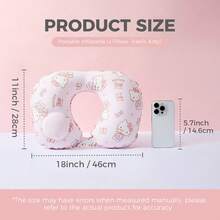 Miniso 三丽鸥 Hello Kitty & 肉桂狗印花充气 U 型旅行枕，轻便可折叠，旅行便携，适合旅行、居家和办公使用，完美的生日礼物（1 个） - 粉色 - 查看 9