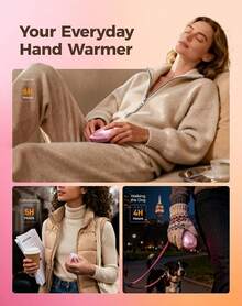 Calentadores de Manos Recargables 2 en 1, Portátil, Elegante y Magnético en Forma de Diamante. Calentador de Bolsillo Reutilizable para Senderismo, Navidad, Regalo Tecnológico 2025 para Mujeres - Morado - Ver 5