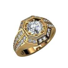 1 Piece Men's Gold Octagonal Ring Inlaid With Round  |   Creative Popular Engagement Gift |   Retro Fashion Men's Ring |    Jewelry For Daily Wear, Casual Outfits, Work Commutes & Friends Gatherings |   Stylish Accessories - Vàng - Xem 5