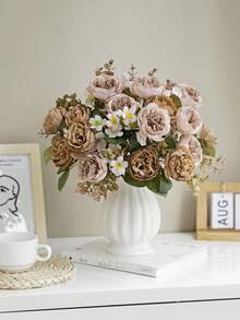 1/80PCS Artificial Flowers, Rose Bouquets, Valentine's Day Gifts, Birthday Party Decorations, Wedding Flower Baskets, Bride Holding Flowers, Home Furnishings, Dining Rooms, Bedrooms, Windowsills, Vases, Decorations, New Year Decorations, Outdoor Gardens, Start Of School Season,Wedding Decor, Wedding Flowers, Table Decoration - Brown - View 6