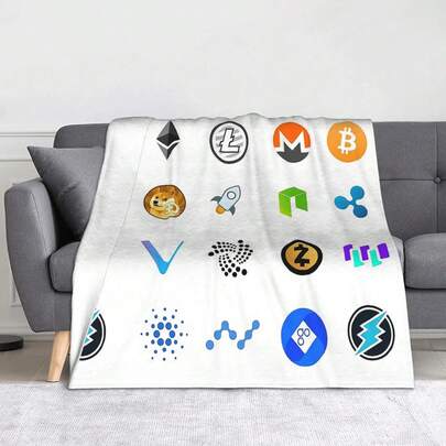 Crypto Coins Coral Fleece Plush Throw Blankets Bitcoin Hodl Dogecoin Blockchain Blankets For Bedding Bedroom Plush Thin Quilt