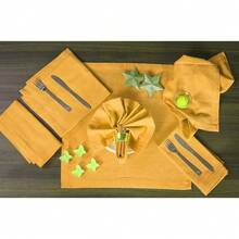 Cloth Dinner Napkins In 1OO% Cotton Fabric - Mustard, Mitered Corners & Generous Hem, Set Of 12,18x18EveryDayNapkin,Mustard - 芥末 - 查看 9