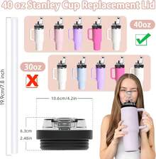 40oz Tumbler Lid Replacement Leak-Proof, Spill-Proof With Dust Cover, Compatible With 40oz, Reusable Lid & Daily Use (Cream 40 Oz Cup Lid) - 黑色 40 盎司杯蓋 - 查看 4
