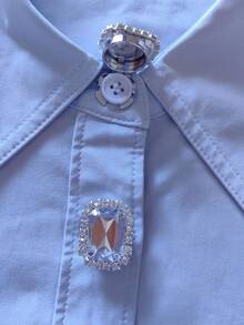 2pcs/Set Elegant Floral & Geometric Pattern Button Set, Shirt Buttons, Clip-On Buttons, Fashion Crystal Cufflink Set, Suitable For Tuxedo And Wedding Dress Decoration