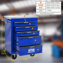 Double Door Clapboardl Multifunctional Tool Trolley - Black & Red (BLAK&RED)