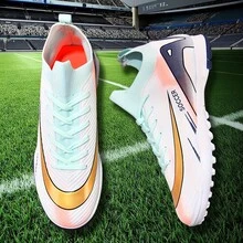 1 Pair Adult, Youth, Student Soccer Cleats, Low-Top Outdoor Team Sports Shoes, Large Size, Non-Slip, Wear-Resistant, TF Studs, Suitable For Artificial Turf, Sand, Natural Grass, Indoor Courts, Men's Football Training Shoes With Laces, Small Size Rugby Shoes, Leather Women's Soccer Shoes, Lightweight, High-Performance, Anti-Slip Design, High-Top Professional Football Boots - White Light Green - View 9