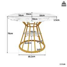 Runder Esstisch (1 Stück) Küchentisch Frühstückstisch Metallbeine Marmormuster Gold/Schwarz - Gold - View 2