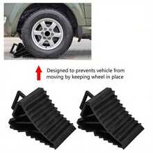 2pcs Heavy Duty Triangular Tire Chocks - Anti-Slip Rubber Parking Wedges, High Strength Design, Suitable For Cars, Trucks, SUVs - Wheel Alignment And Stability, Durable Black Rubber Construction, Enhanced Vehicle Stability, Stylish Tire Chock Design, Sturdy Material, Truck/Car Tire Chocks, Vehicle Parking Stands, Trailer Accessories, Parking Stops - Black - View 5
