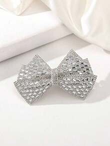 1pc Rhinestone Bowknot Spring Clip Hair Accessory, Suitable For Daily Wear, Bows, Cute, Looks Of Party