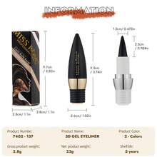 1pc Waterproof Gel Eyeliner Pencil, Professional Makeup Suitable - Bút kẻ mắt màu đen - Xem 3