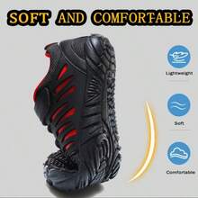 ZIITOP Men's Minimalist Trail Runner Zero Drop Workout Cross-Trainer Hiking Water Wide Toe Box Grounded Footwear Weightlifting Walking - 黑紅 - 查看 6