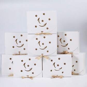 10-Pack Wedding Gift BoxLuxury Laser-Cut Favor Boxes With RibbonLuxury Gift Box With Ribbon, Elegant Laser-Cut Window Design For Valentine's Day, Birthday, Anniversary, Jewelry, Perfume, Present Packaging