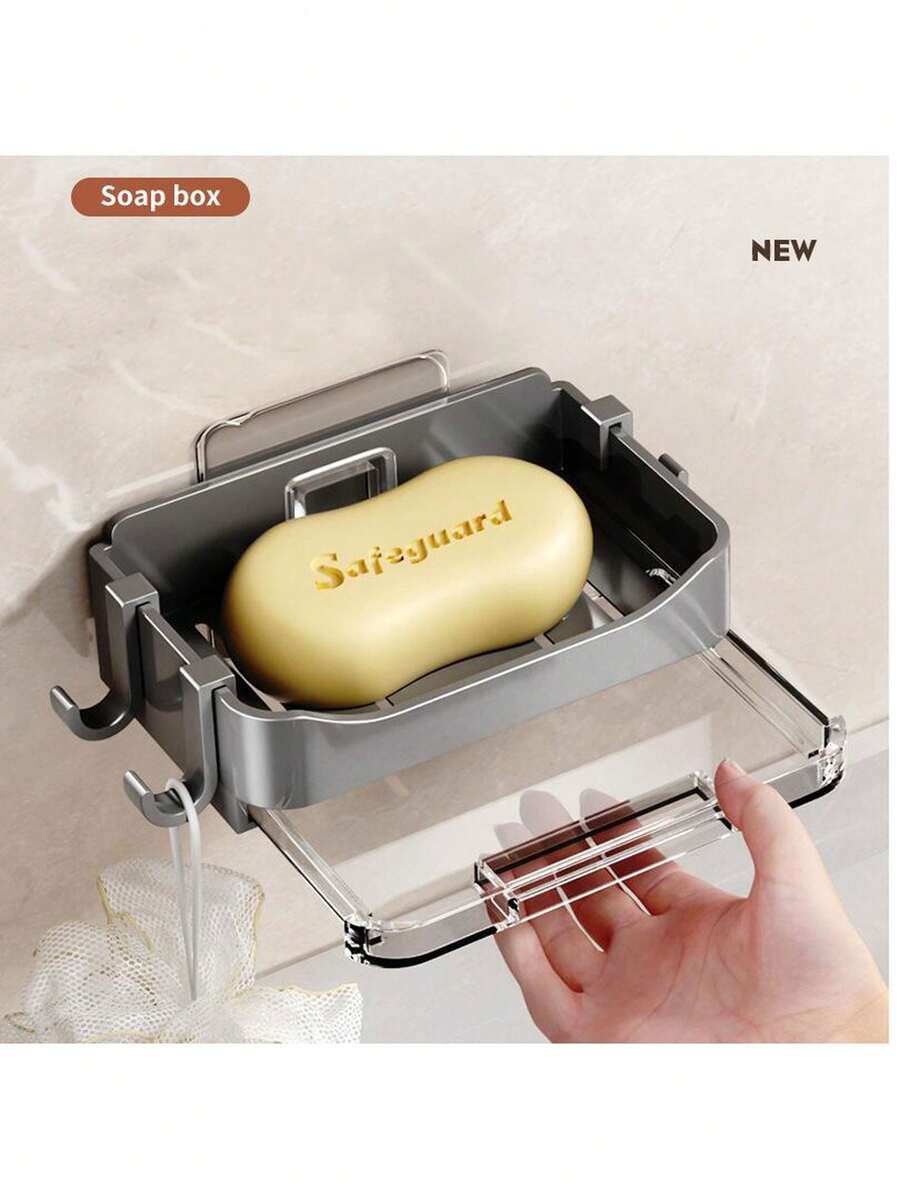 حامل صحن الصابون المثبت على الحائط، صينية صابون الحمام مع التصريف، رف تخزين الصابون