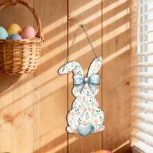 1pc Wooden Easter Bunny Bow Hanging Decoration, Living Room Wall, Foyer Hanging Decoration, Restaurant Festive Event Decoration, Festive Atmosphere Decoration Small Items - Multicolor-punched Hemp Rope - View 5