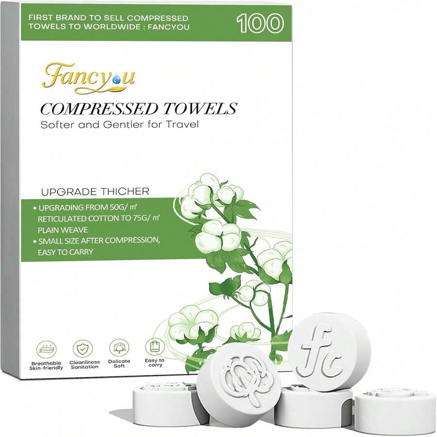 Toalla Desechable Comprimida Toallitas Desmaquillantes - Paños Biodegradables Cara - Wipes Quitar Maquillaje Kit Viaje para Travel Essentials,Belleza Salón(Unidad Verde) - Verde - Ver 1