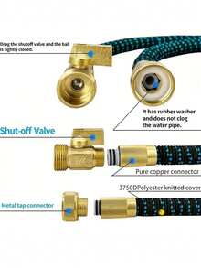 Manguera de jardín expandible con boquilla de rociado de 10 funciones, manguera flexible, 3/4" EE. UU., para riego y limpieza del jardín - negro azul - Ver 5