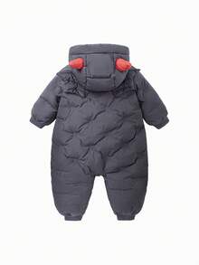 mini bala 儿童“真绒”羽绒连体衣 2025 冬季款，精灵帽可爱婴儿滑雪服 - 褐灰 - 查看 5