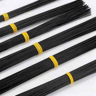 Flower Realm 50/100根装 30厘米 绿色/黑色花茎铁丝，涂层工艺铁丝，适用于人造花、DIY花艺用品、手工花茎铁丝、插花工具