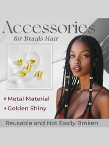 60Pcs Gold Hair Jewelry For Braids Dreadlock Hair Cuffs Adjustable Braid Rings Loc Decorations Hair Charms For Women Accessories, Claw Clips, Hair Slide, Hair Barrettes, Hair Accessories - Gold - View 4