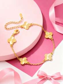 1pc 4-Leaf Grass Bracelet Flower Exquisite Charm Light Luxury Hand Accessories