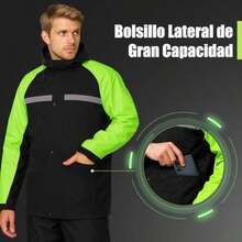 Impermeables para Moto con Desmontable Capucha, Impermeables para Lluvia para Adulto, Poncho de Lluvia para Mujeres y Hombres, Chubasquero Reflectante Motociclista, Con Fundas de Zapatos(Verde-XXXL) - Multicolor - Ver 5