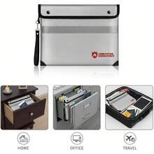 Bolsa a prueba de fuego para documentos con cerradura, bolsa a prueba de fuego para documentos con cremallera, sobre resistente al agua con tira reflectante, monedero a prueba de fuego negro