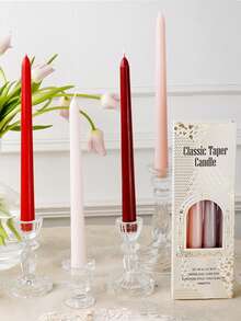 4pcs/Set Long Stem Smokeless Candles, Holiday Candles, Candlelight Dinner Candles, Home Decor, Birthday Candles, Multiple Colors Available, Romantic Wedding Party, Venue Decor, Dining Table Decor Long Stem Candles, Wedding, Christmas, Gifts (Packaging Sent Randomly) - Multicolor - View 3