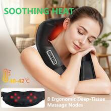 Shiatsu Neck And Shoulder Back Massager With Heat – Electric Deep Tissue Kneading Back And Neck  Massage Pillow For Pain Relief And Relaxation – Perfect Gifts For Mother's Day, Father's Day, Birthdays, And Christmas.(NOT Cordless) - màu đen - Xem 6