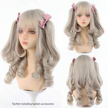 可爱洛丽塔风格双马尾假发，长蓬松卷发，高温丝假发，适合角色扮演、派对、日常佩戴等时尚场合。 - 彩色 - 查看 13