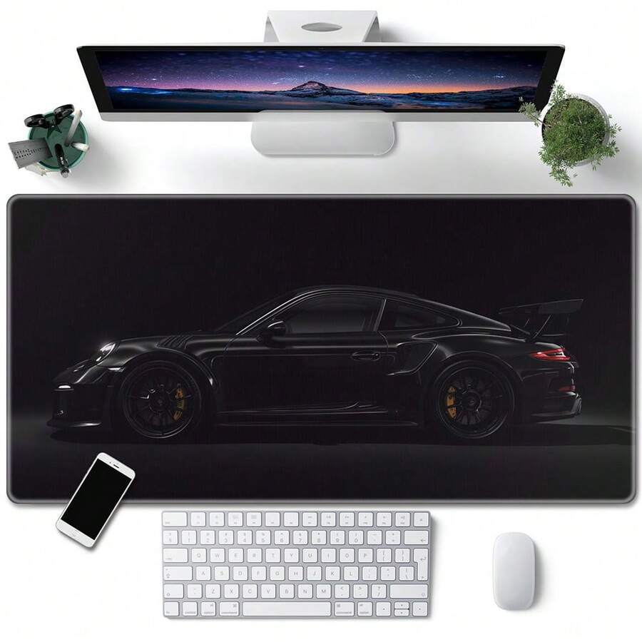 1 buah Mousepad 911 GT3 RS: Alas Meja Mobil Hitam & Putih Agresif, Alas Meja Gaming Kantor, Aksesori Meja, Aksesori Komputer, Alas Anti Selip dan Tepi Jahit, Alas Mousepad Keyboard, Alas Meja Panjang Komputer untuk Gaming dan Kantor - MultiWarna - View 1