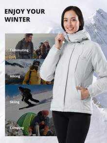 CAMEL CROWN Women Winter Coat Waterproof Ski Jacket With Thermal Lined Windproof For Snow Rain Outdoor Hiking Mountain - Grey - View 6