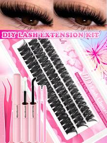 640片/60片D型卷翘簇状假睫毛大容量套装，附赠新手友好型假睫毛教程，浓密蓬松DIY分段式假睫毛，含粘合剂和封口剂，配备镊子、刷子，可放大双眼，轻盈可重复使用，大容量单根假睫毛套装，柔软自然的混合睫毛，打造3D立体眼妆，居家DIY，便携旅行，方便日常通勤、晚宴、婚礼新娘妆容等场合使用。 - 彩色 - 查看 15