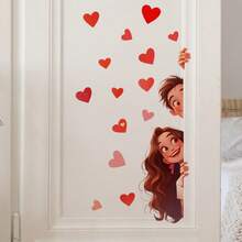 Classic Couple Heart Pattern Wall Decal - Removable Self-Adhesive PVC Sticker For Bedroom, Study Door, And More - Durable Plastic Decor With Irregular Shape, Study Room Decoration | Romantic Decor | Easy Installation, Love Decor - Multicolor - View 4