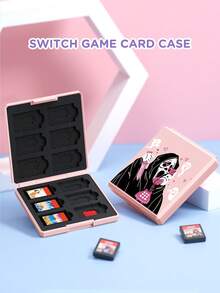 1个幽灵图案12槽Switch游戏卡盒，兼容Switch游戏卡和Micro SD卡，便携式存储卡收纳盒，方便携带 - 彩色 - 查看 11