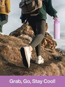 Powcan 18oz stainless steel sports water bottle with spout and handle lid, wide-mouth bottle, double-layer stainless steel, leak-proof design, suitable for sports, outdoor activities, travel, school, and office - 淺紫色 - 查看 10