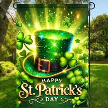 Shamrock Leprechaun Hat St Patrick's Day Garden Flag - Premium Polyester Outdoor Decor, No Flagpole Required High-Definition Print Banner, Multipurpose For Festive Parties, Lawn, Porch & Home Decoration, Four Seasons Usable For Event Planners & Home Enthusiasts - Nhiều màu - Xem 2