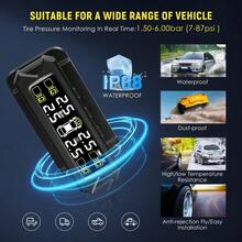 Tyre Pressure Monitoring System Wireless Solar Large Display Tyre Pressure Monitor Tire Pressure Auto Alarm System With 4 External Sensors - Black - View 8