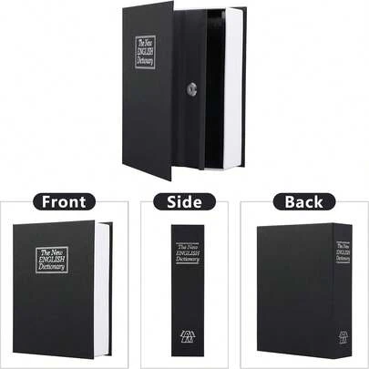 Metal Locked Box With Key, Secret Hidden Metal Lock Box, Money Box Safe, Money Saving, Small Fake Book Safe, Creative Gift Piggy Bank, Dictionary Coin Bank, Secret Anti-Theft Storage Box