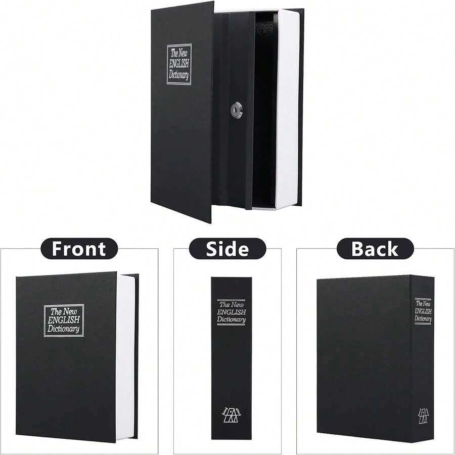 Metal Locked Box With Key, Secret Hidden Metal Lock Box, Money Box Safe, Money Saving, Small Fake Book Safe, Creative Gift Piggy Bank, Dictionary Coin Bank, Secret Anti-Theft Storage Box - Size S: 18.5*12*5.5cm (7.28*4.72*2.16in) - View 1