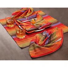 Ramanta Home 12-Pack Salsa Stripe 1OO% Best Cotton Dinner Napkin Oversized 20x20 With Mitered Corners & Generous Hem - Red Multi,20inchx20inch(Setof12),RedMulti - 紅多色 - 查看 4