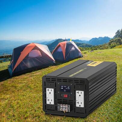 Power Inverter, 5000W Modified Sine Wave Inverter, DC 12V To AC 110V Car Converter, With LCD Display, Remote Controller, LED Indicator, GFCI Outlets Inverter For Truck RV Car Boat Travel Camping