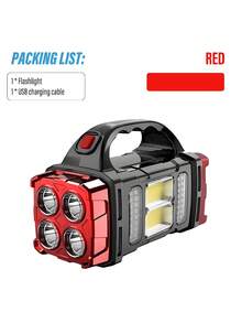 坚固耐用的多功能照明灯，便携式太阳能和USB充电LED手电筒，高功率太阳能LED手电筒，耐用便携设计，适用于露营、应急、户外工作、徒步旅行、钓鱼等活动，是远足必备的应急照明灯和多功能照明灯，提供高品质照明。 - 彩色 - 查看 15