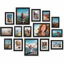 Black Photo Wall Collage Frame Set, Suitable For Wall Or Tabletop Display, Made Of Engineered Wood And Shatterproof Acrylic, Available In 8x10, 5x7, And 4x6 Inch Frame Sizes - Multicolor - View 2