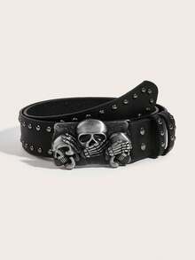 Designer Belt For Women, High Quality, Luxury Brand, Punk, Goth, Rivet, Black Jeans, Unisex Men's Belt, Paw Print, Skull Buckle, Waistband