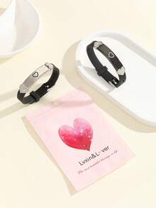 ATLVXJL 2pcs/Set Glow-In-The-Dark Couple/Friendship Silicone Heart Bracelet Set, Minimalist Design, Suitable For Daily Wear And Holiday Gift - Multicolor - View 4