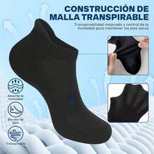 8 Pares Calcetines Deportivos para Hombre y Mujer, Calcetas Deportivas de Poliester, Calcetas Mujer Delgados de tobillo, alto ligero Calcetas calcetas largas mujer para correr, Futbol,Gym - Blanco y negro A - Ver 5